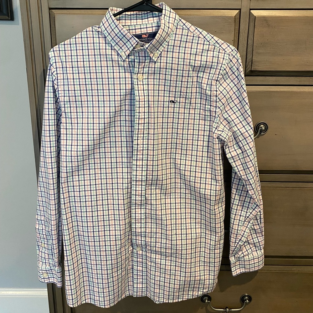 Vineyard Vines Boys Checked Long-Sleeved Button-Down Shirt (Size 16)